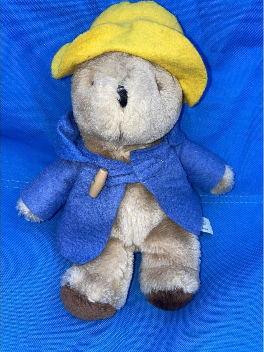 Paddington Bear Plush 9” Eden Toys Vintage Yellow Hat Blue Coat Nice London 9”